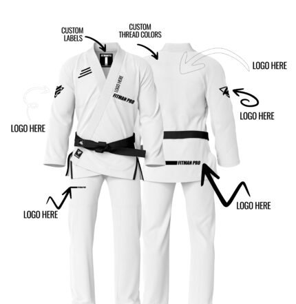 The Custom BJJ Gi White Bulk– 450 GSM is designed for athletes who need a balance of strength, comfort, and custom branding. Made with high-quality 450 GSM pearl weave fabric, this gi is ideal for both training and competition use.