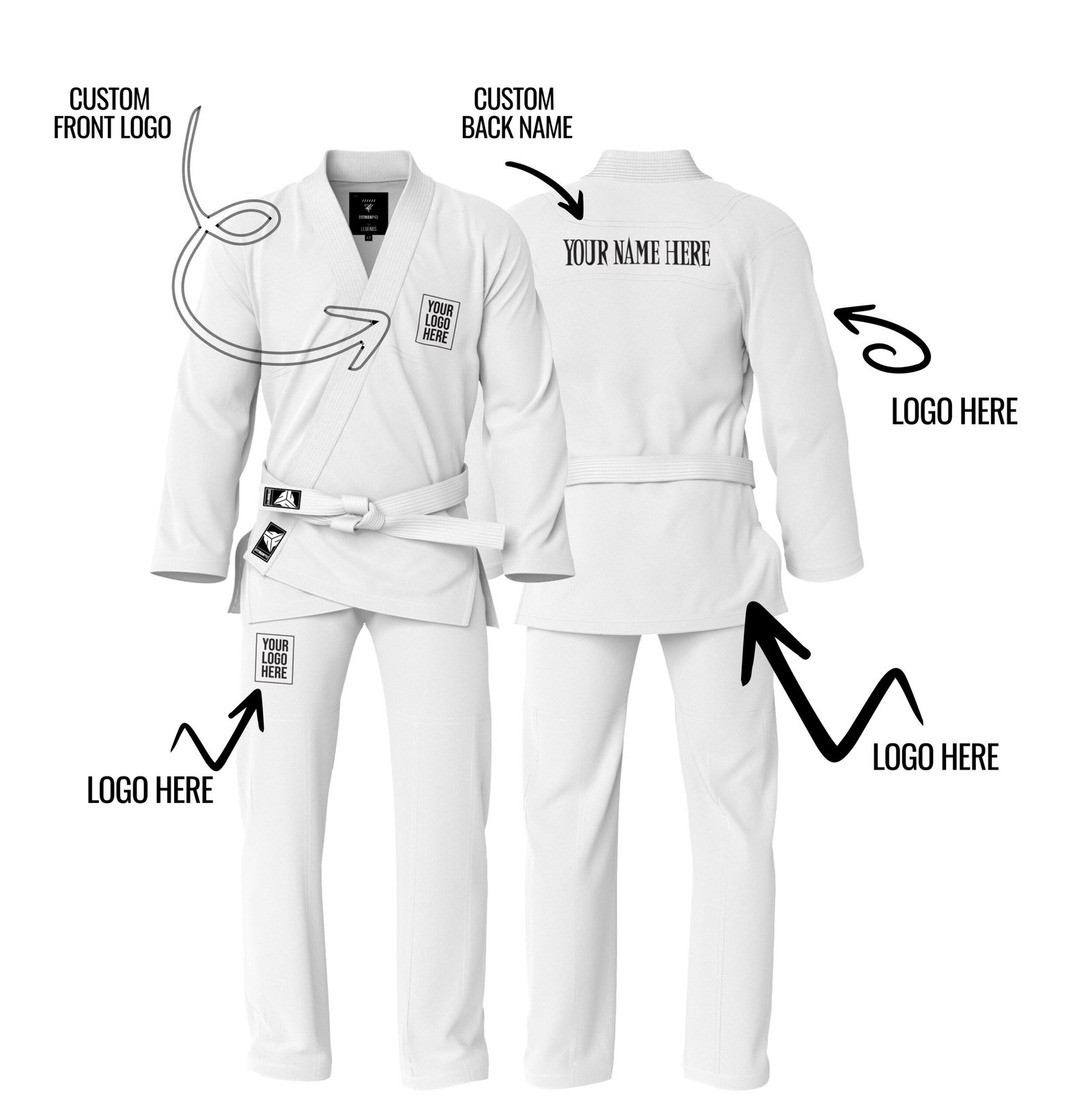 Frame 14050 Custom Name/Logo White Brazilian Jiu Jitsu Gi (BJJ GI)