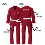 Premium Burgundy BJJ Gi – Fully Customizable, Pre-Shrunk Fabric