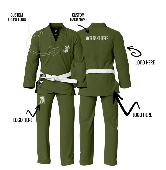Custom Name/Logo Olive Green Jiu Jitsu Gi ( Olive Green BJJ GI )