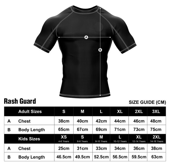 MMA BJJ Rashguard Size Guide Fitmanpro KINGZ