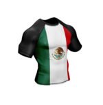 Close-up of Mexico patriotic rash guard fabric