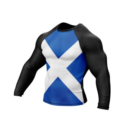 Side view of long sleeve Scotland Patriotic Rash Guard