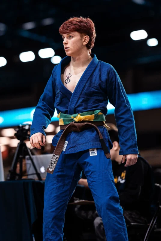 Custom BJJ gi with embroidered gym logo manufactured for jiu jitsu academies